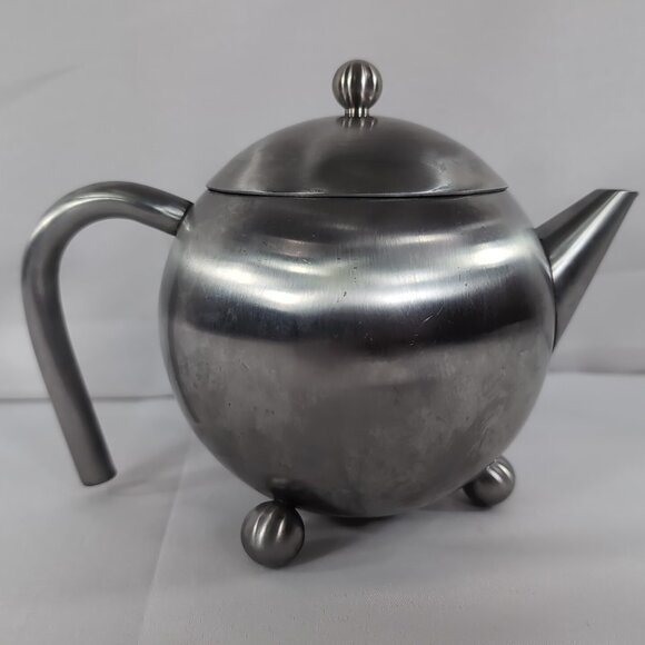 Vintage Original Henley Teapot Stainless Steel Silver MCM Atomic Mid Century - Picture 2 of 14